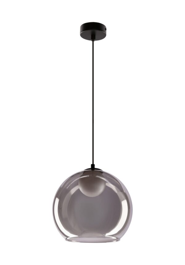 suspension globe verre fumé sur fond blanc
