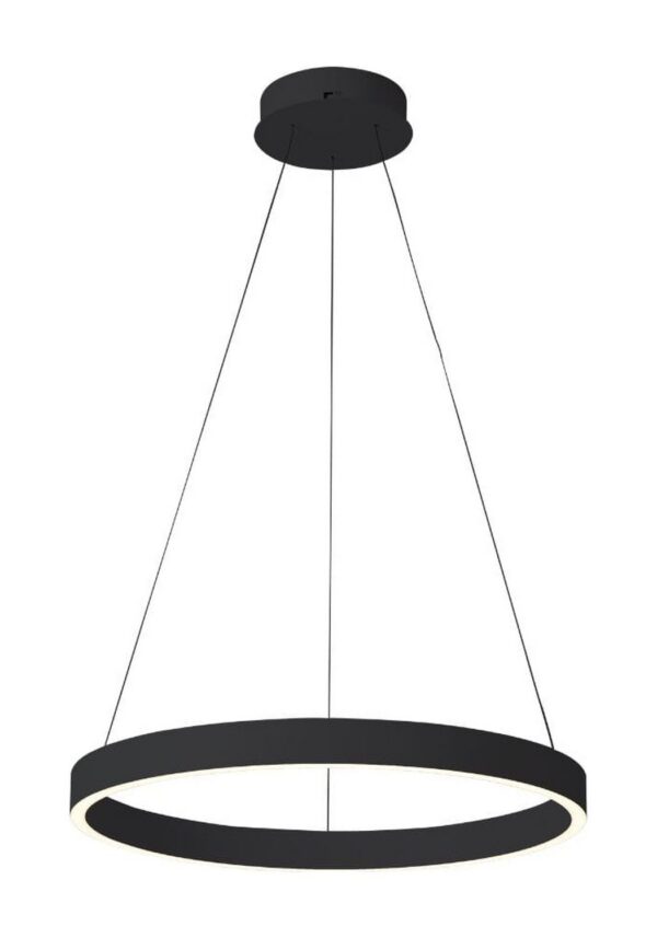Suspension Gloria Antidark noire, anneau LED Ø40 cm version Down