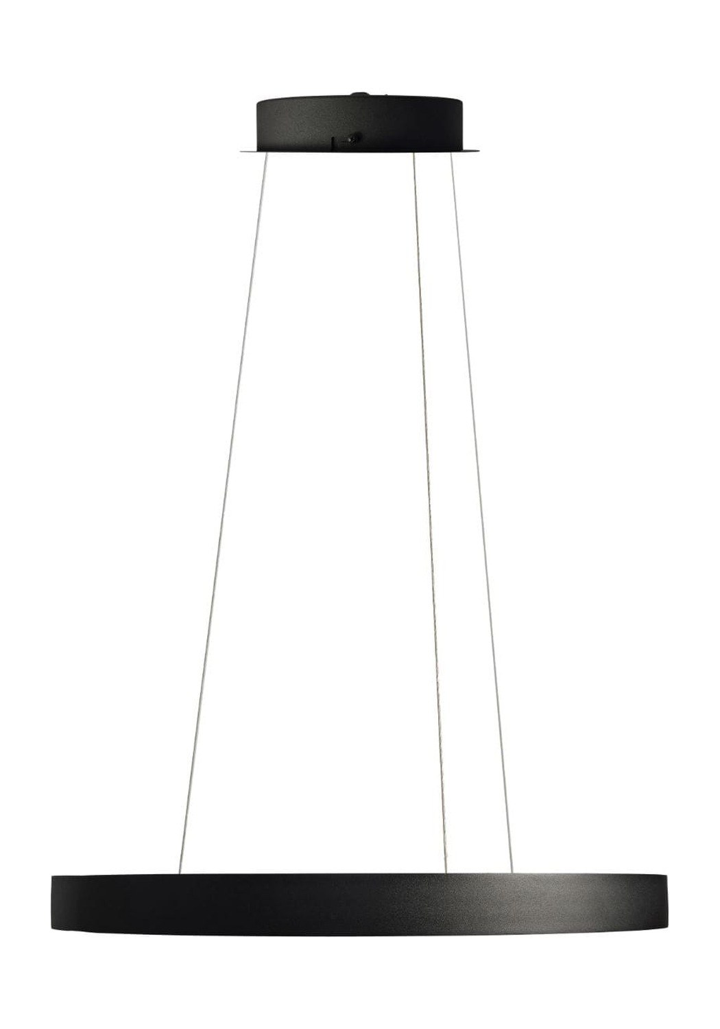 Suspension Gloria LED en aluminium par Antidark Suspension Gloria Antidark noire, anneau LED Ø60 cm version Down