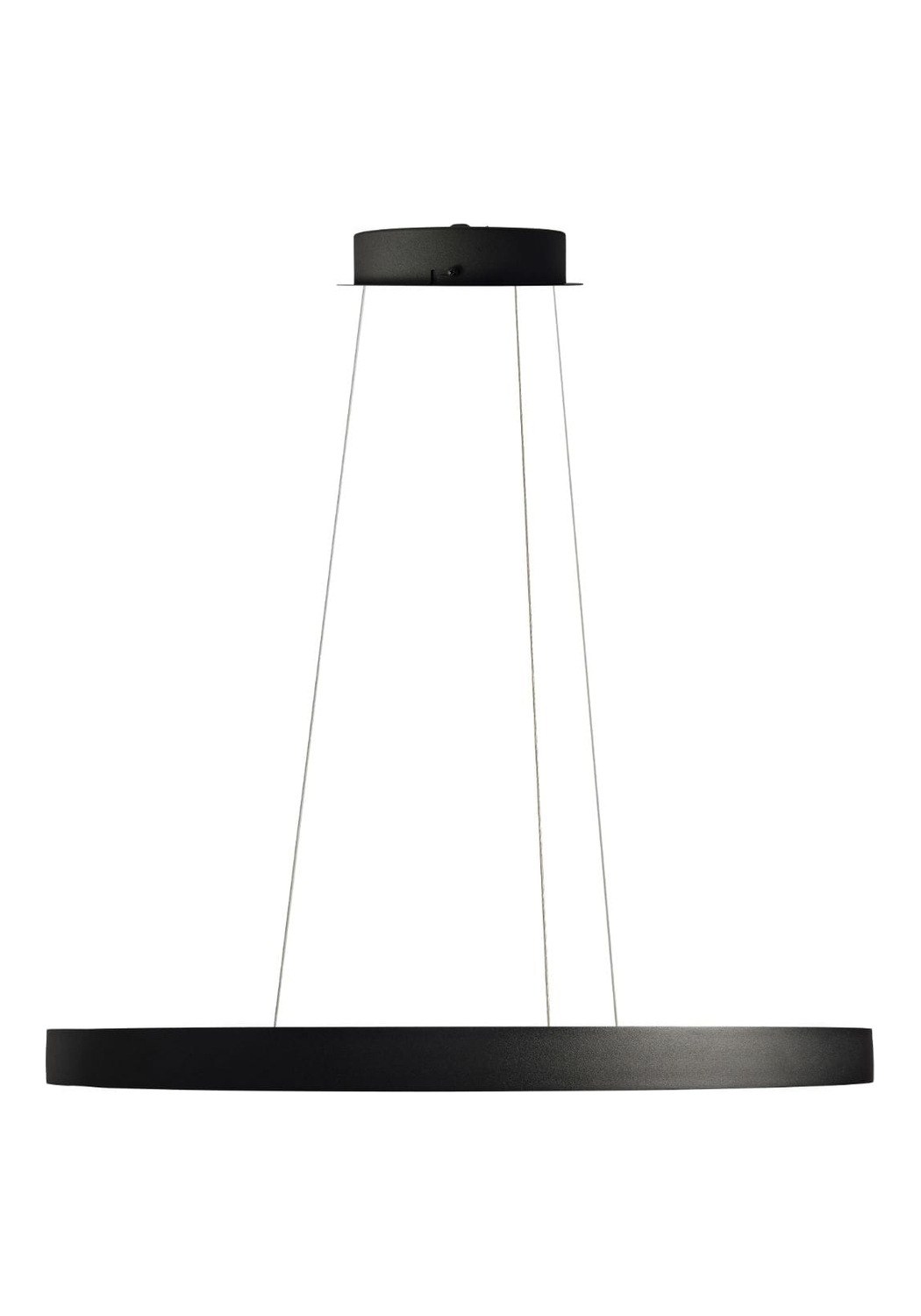 Suspension Gloria LED en aluminium par Antidark Suspension Gloria Antidark noire, anneau LED Ø80 cm version Down