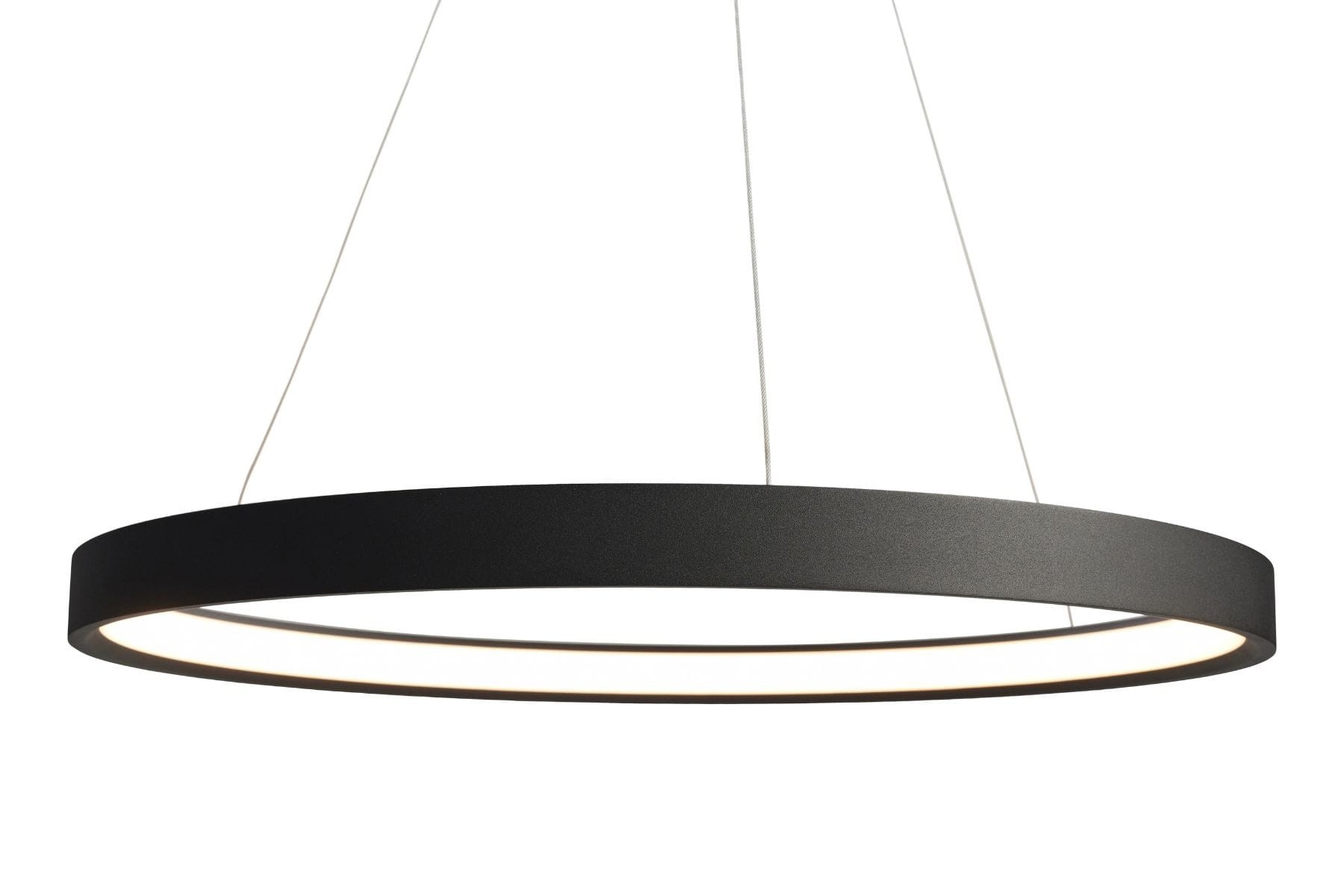 Suspension Gloria LED en aluminium par Antidark Suspension Gloria Antidark, détail de l'anneau en aluminium et de la LED