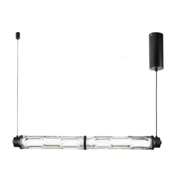 suspension horizontale en verre ondulé 66 cm sur fond blanc