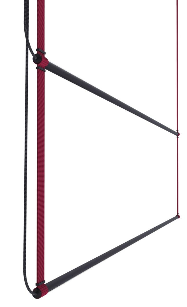 suspension horizontale René deux barres LED version duo bordeaux, vue en perspective, fond blanc