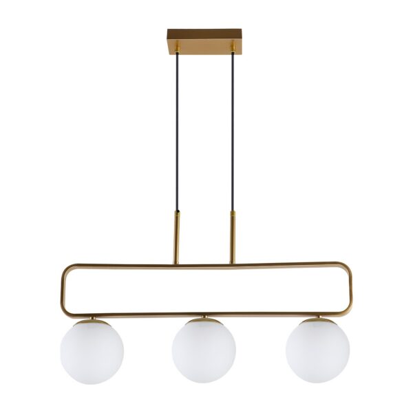 suspension laiton globes blancs sur fond blanc