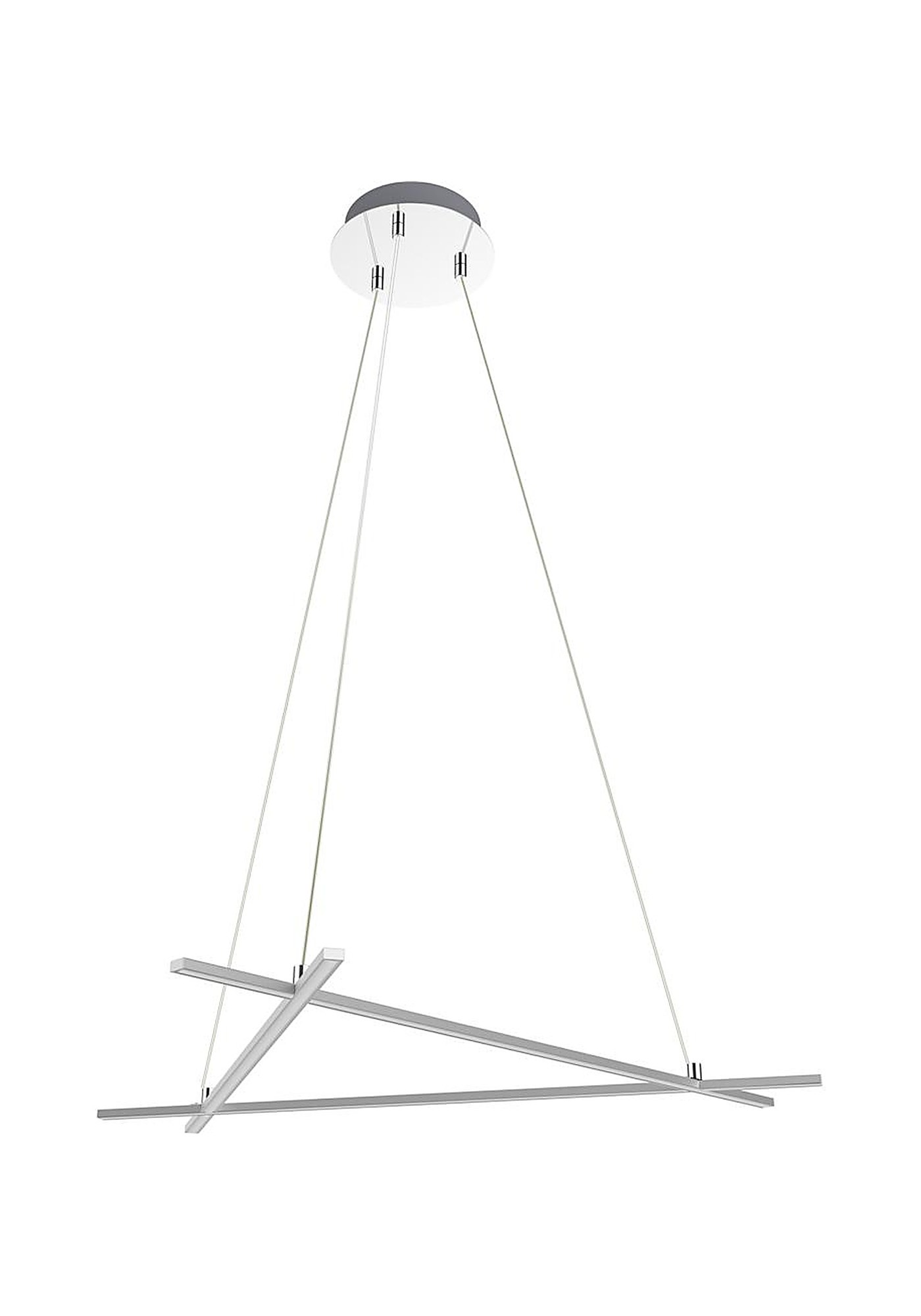 Suspension LED barres croisées, finition chromée, 3 tailles au choix suspension LED barres croisées 70 x 62 cm sur fond blanc