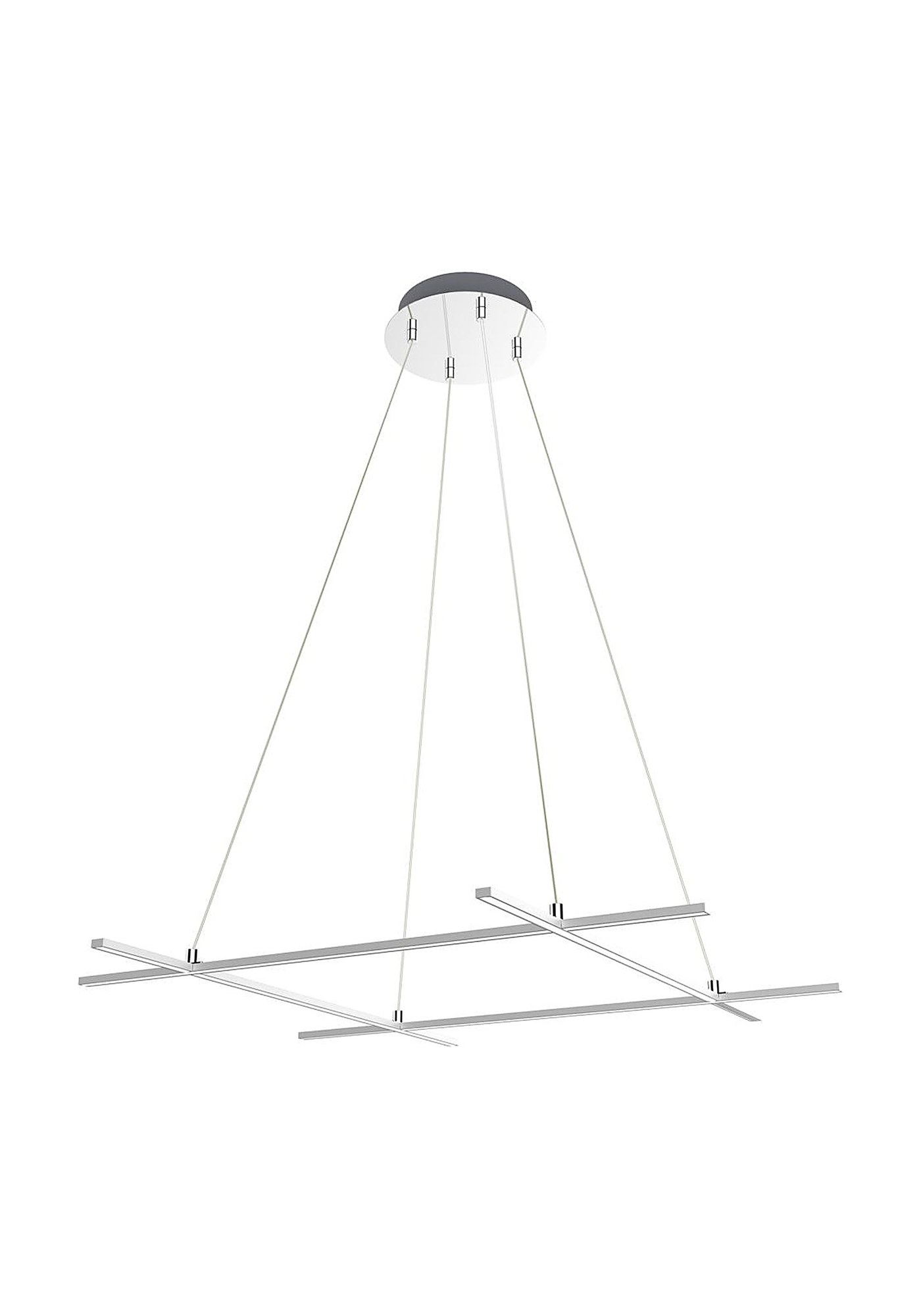 Suspension LED barres croisées, finition chromée, 3 tailles au choix suspension LED barres croisées 70 x 70 cm sur fond blanc