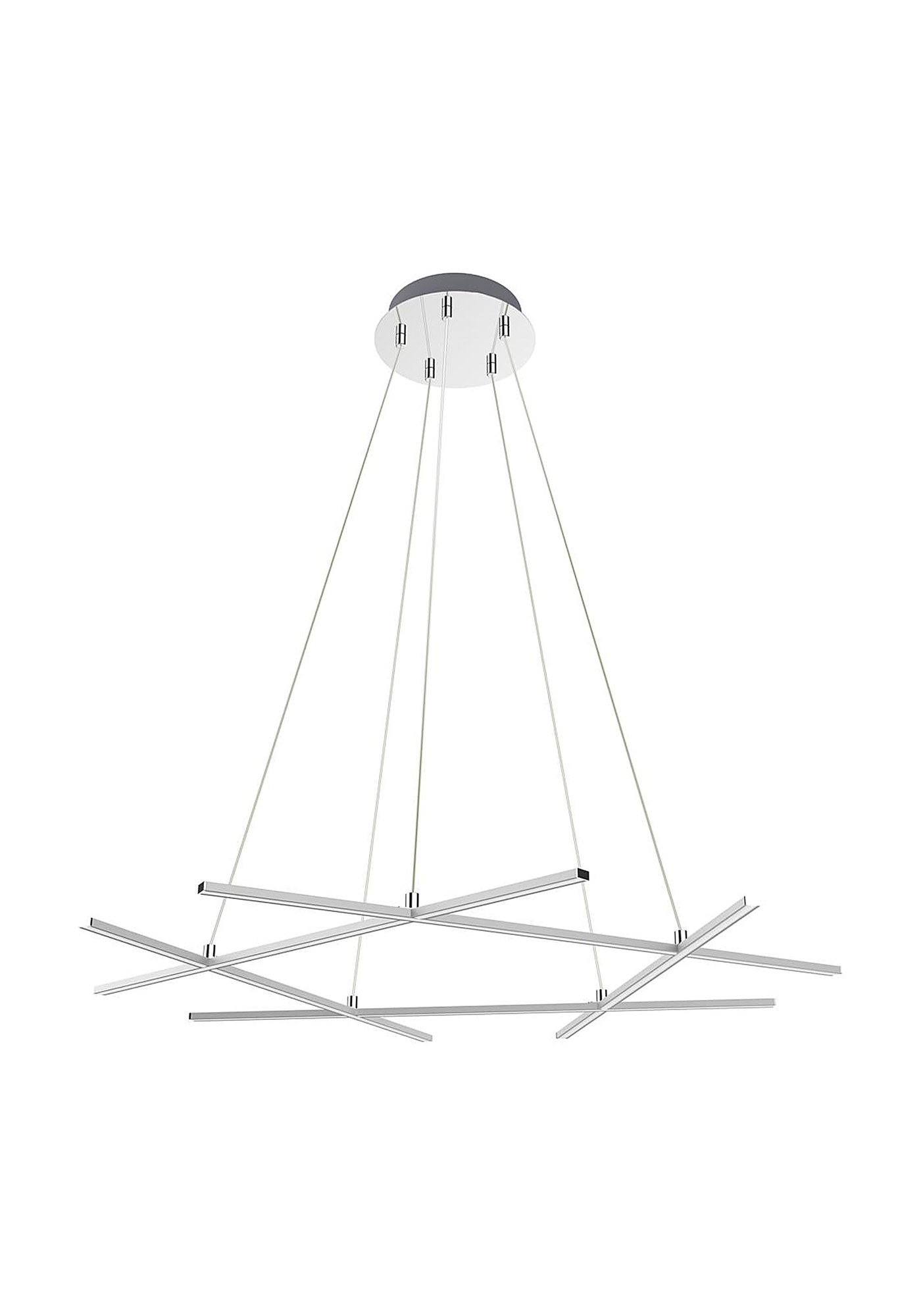 Suspension LED barres croisées, finition chromée, 3 tailles au choix suspension LED barres croisées 82 x 78 cm sur fond blanc