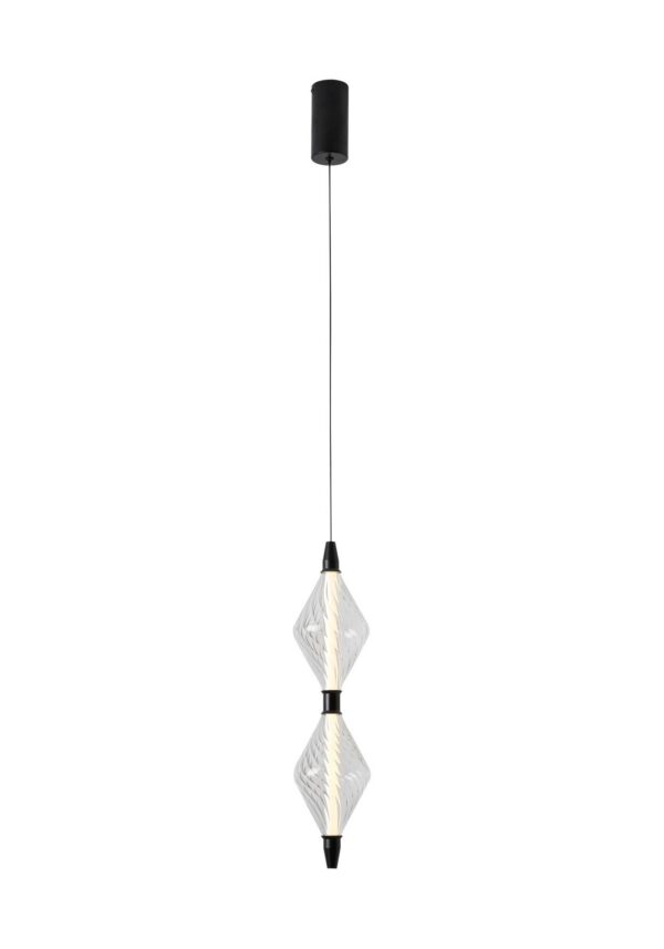 suspension LED verre torsadé 2 diffuseurs sur fond blanc