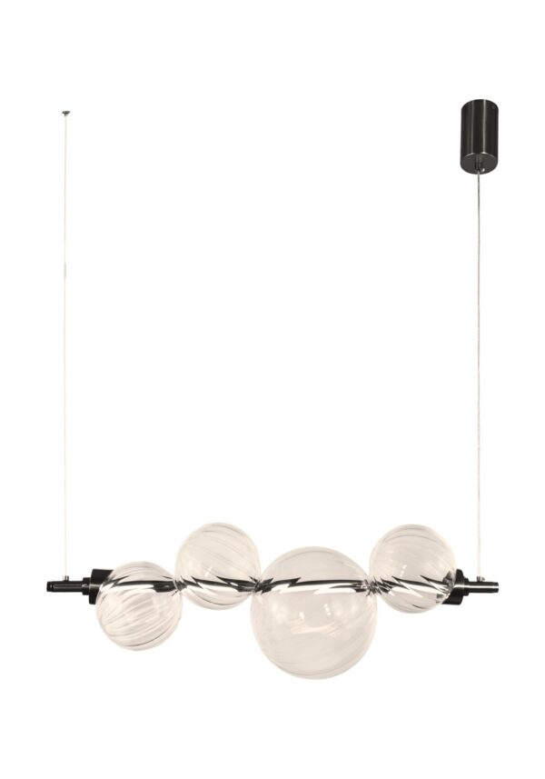 suspension linéaire boules de verre sur fond blanc
