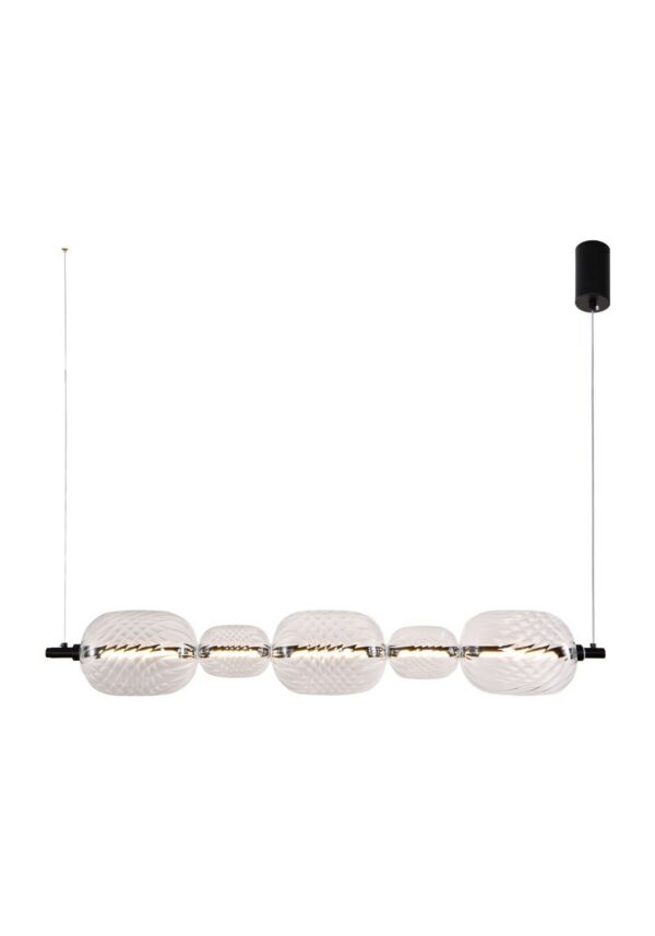 suspension linéaire capsules de verre sur fond blanc