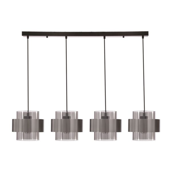 suspension linéaire verre fumé noire et nickel satine sur fond blanc