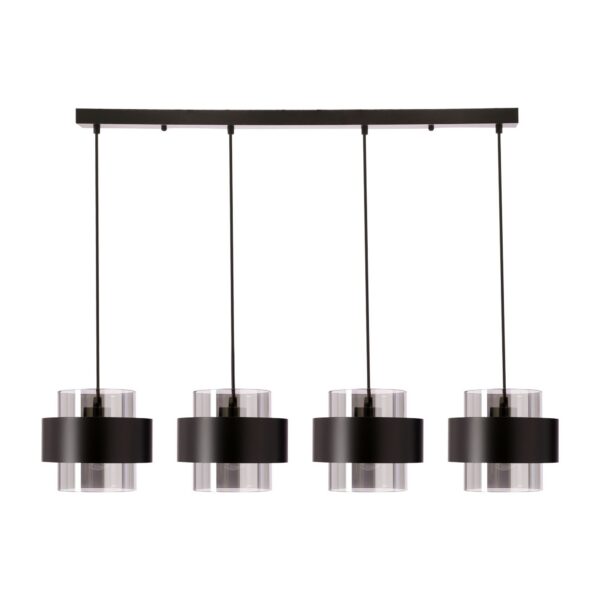 suspension linéaire verre fumé noire sur fond blanc