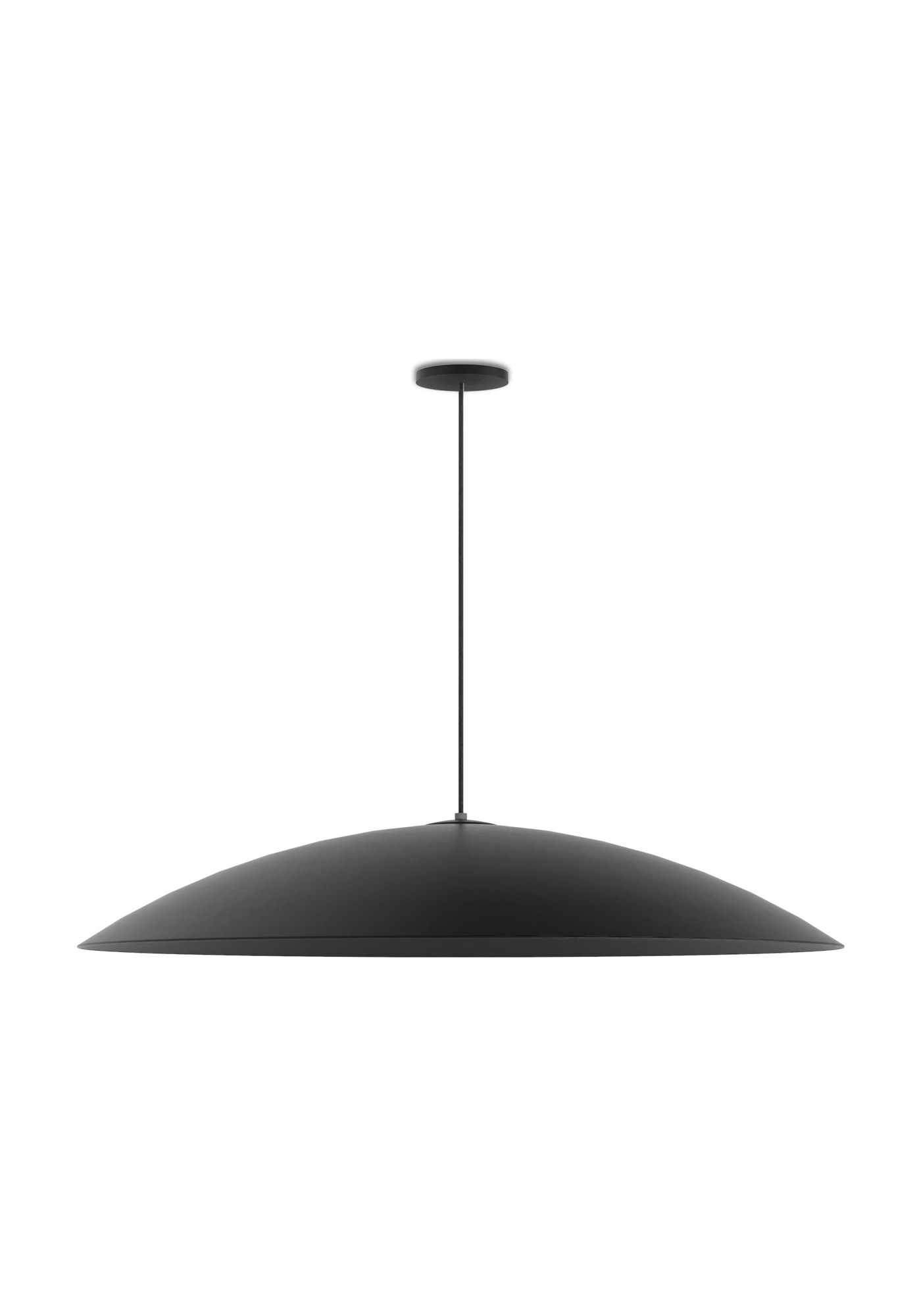 suspension Lira Ø 60 cm noir mat en forme de disque, vue de face sur fond blanc