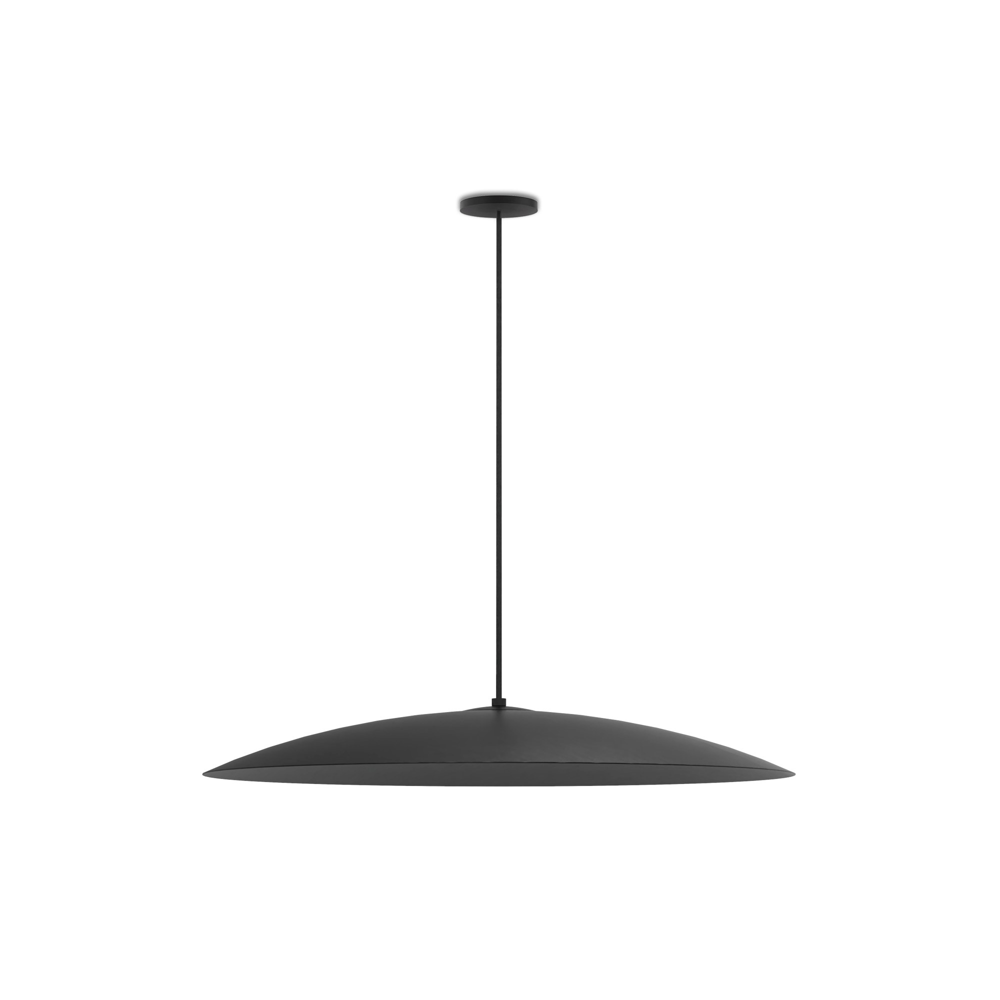 Suspension Lira en aluminium par Robin Lamps suspension Lira Ø 40 cm noir mat en forme de disque, vue de face sur fond blanc