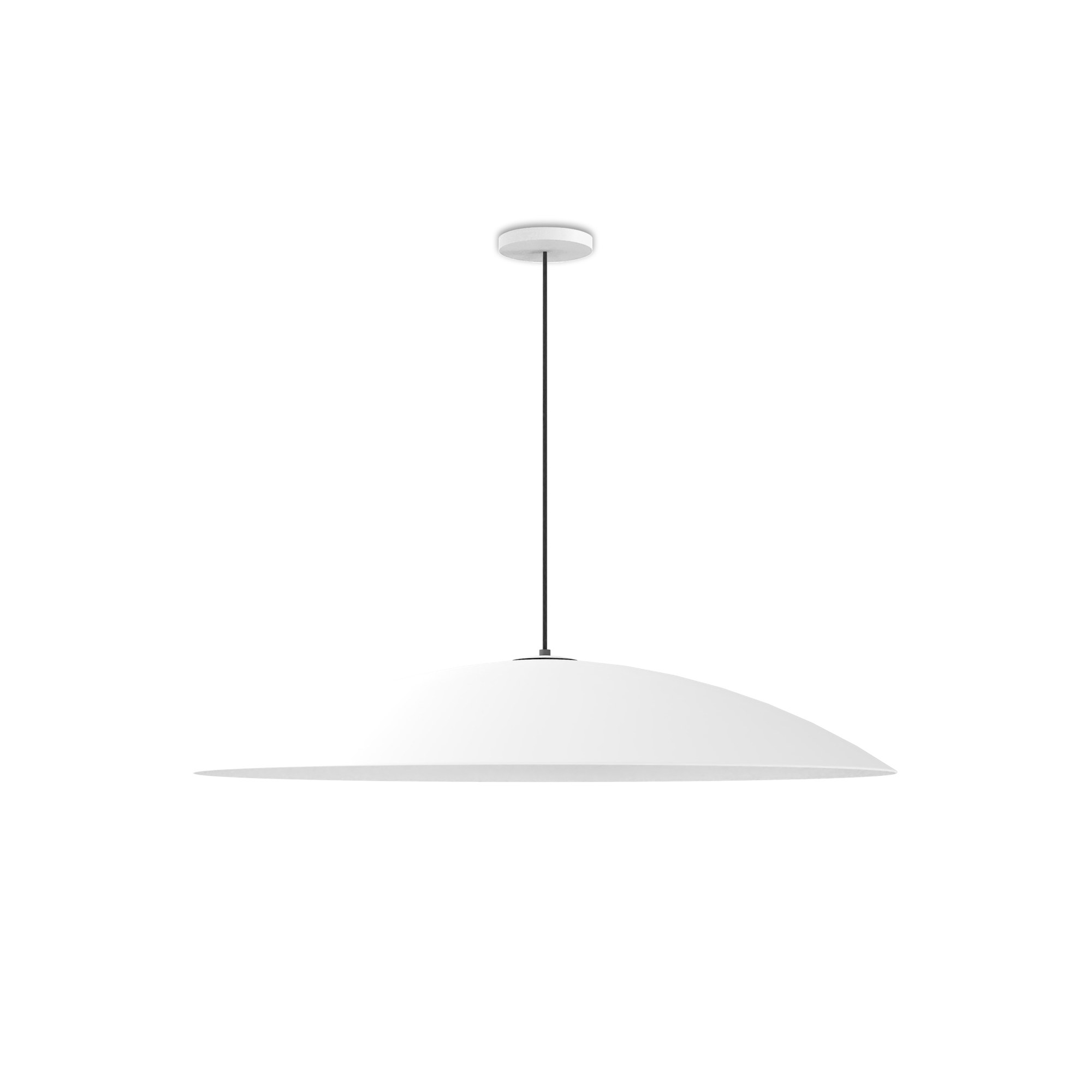 Suspension Lira en aluminium par Robin Lamps suspension Lira Ø 60 cm blanc mat en forme de disque, vue de face sur fond blanc