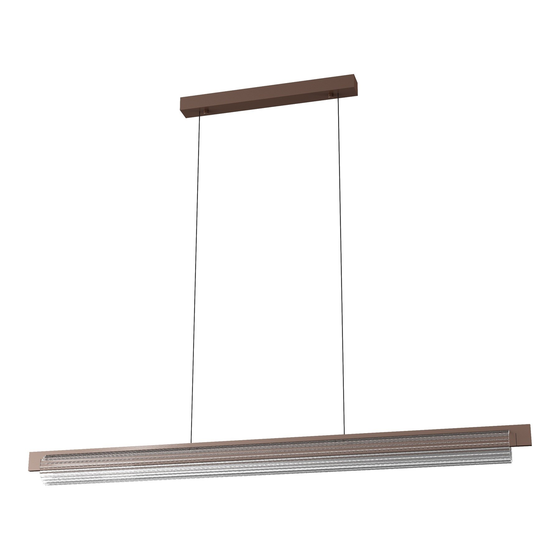 Suspension Lirra 130 LED en verre côtelé, finition Dark Coffee