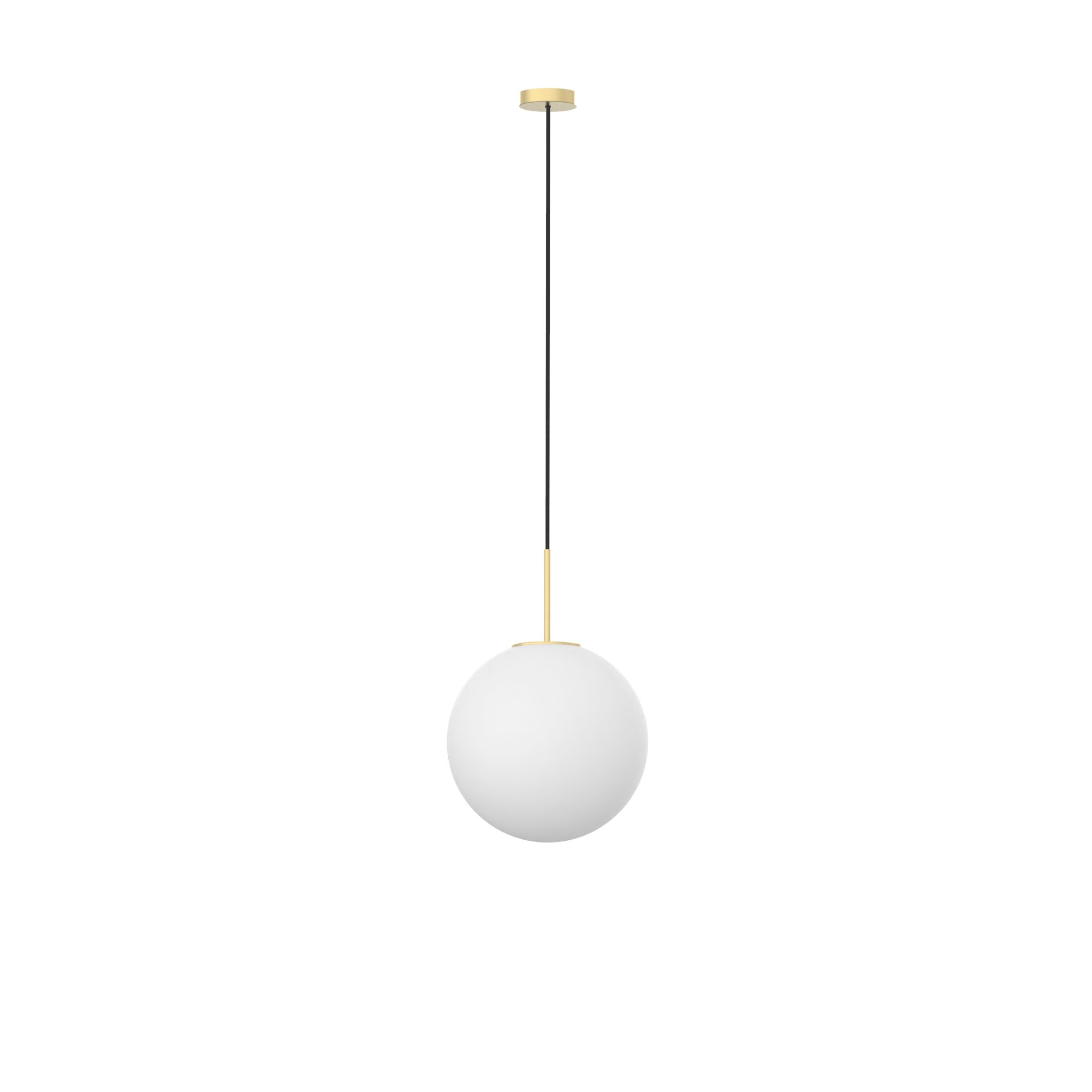 Suspension Mika en verre opale par Robin Lamps suspension Mika globe en verre opale Ø 30 cm avec structure dorée, vue de face