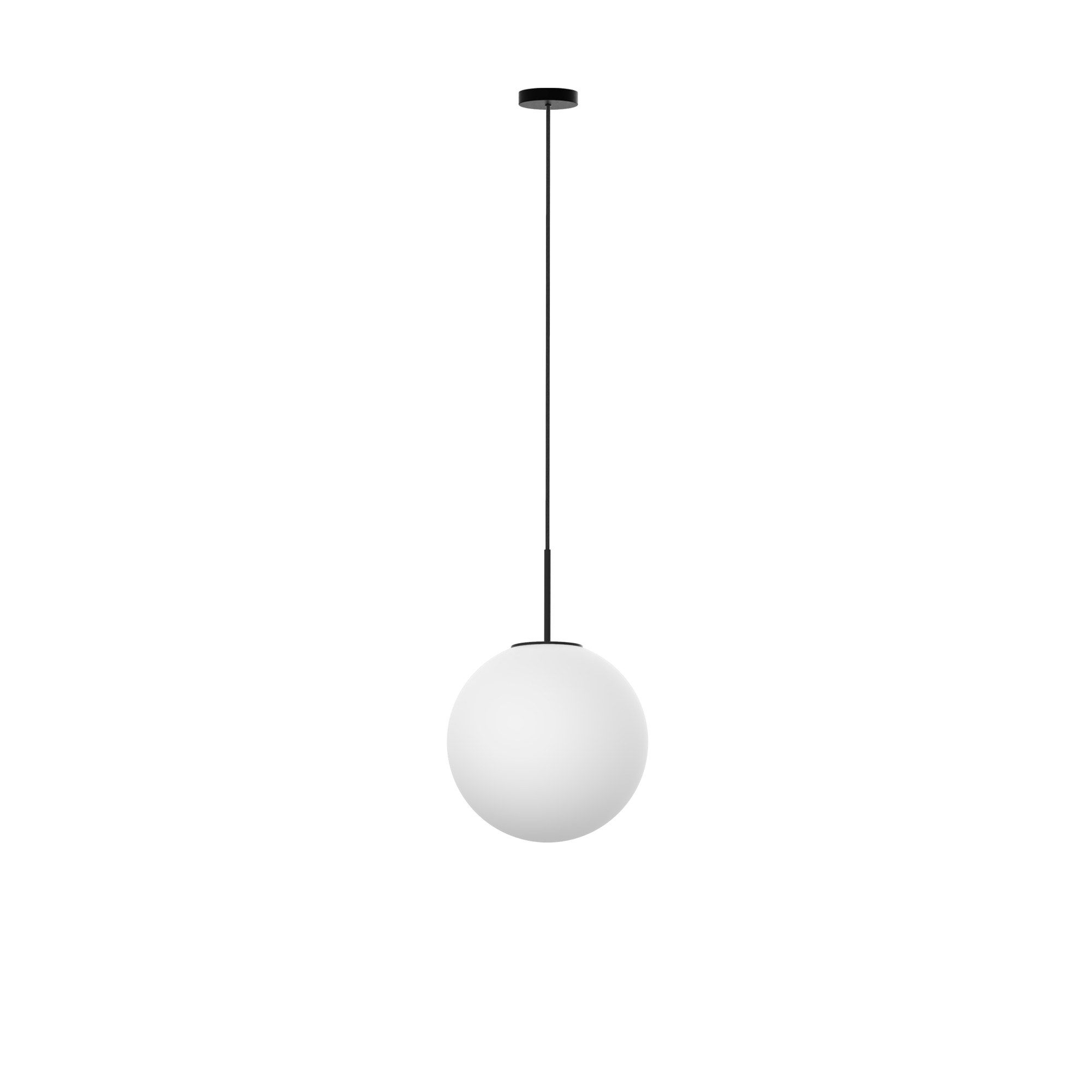Suspension Mika en verre opale par Robin Lamps suspension Mika globe en verre opale Ø 30 cm avec structure noire, vue de face