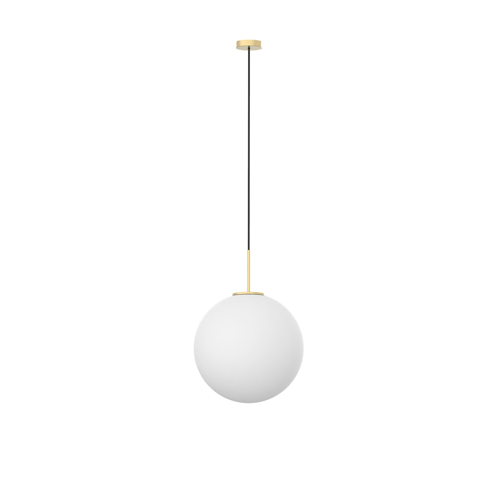 Suspension Mika en verre opale par Robin Lamps suspension Mika globe en verre opale Ø 40 cm avec structure dorée, vue de face