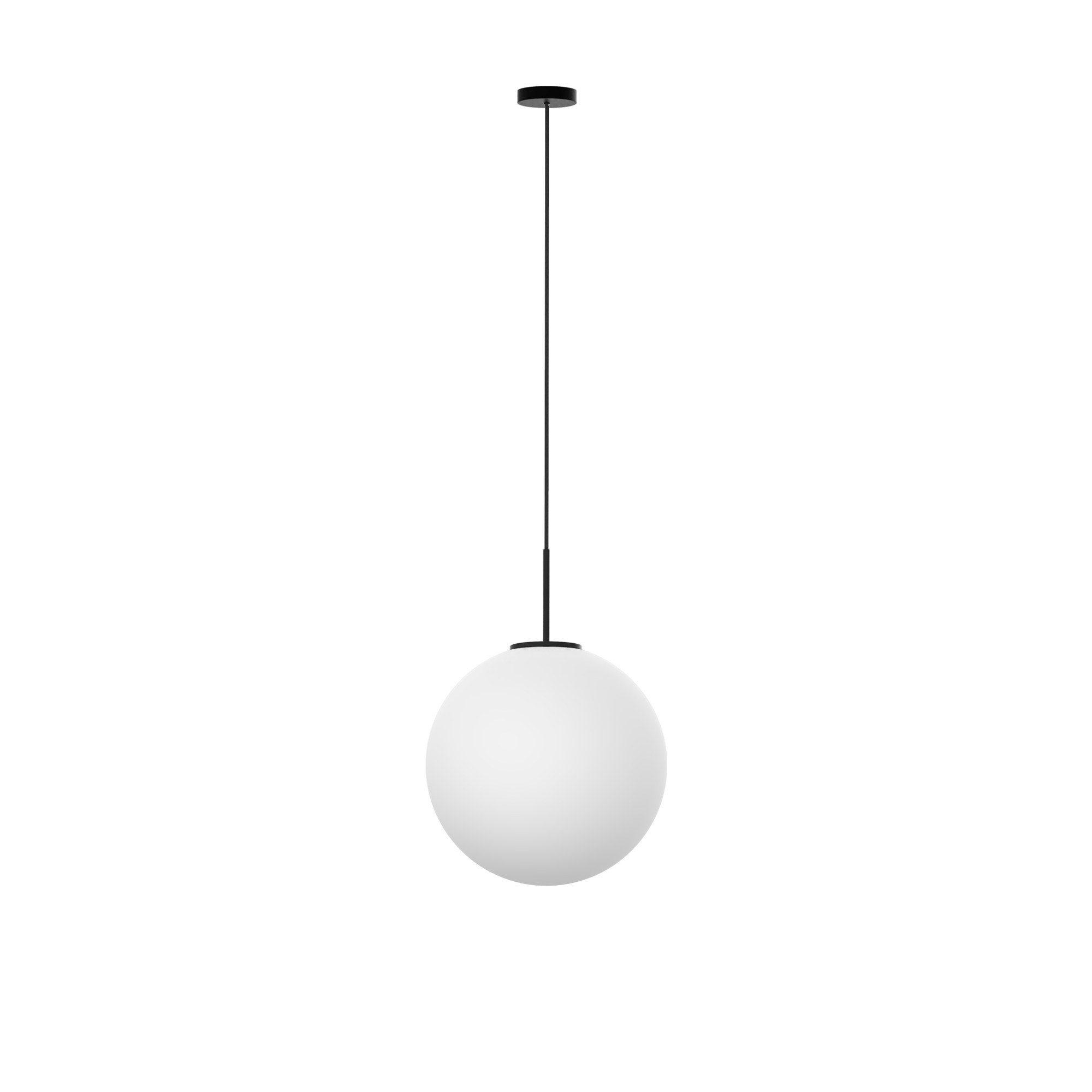 Suspension Mika en verre opale par Robin Lamps suspension Mika globe en verre opale Ø 40 cm avec structure noire, vue de face