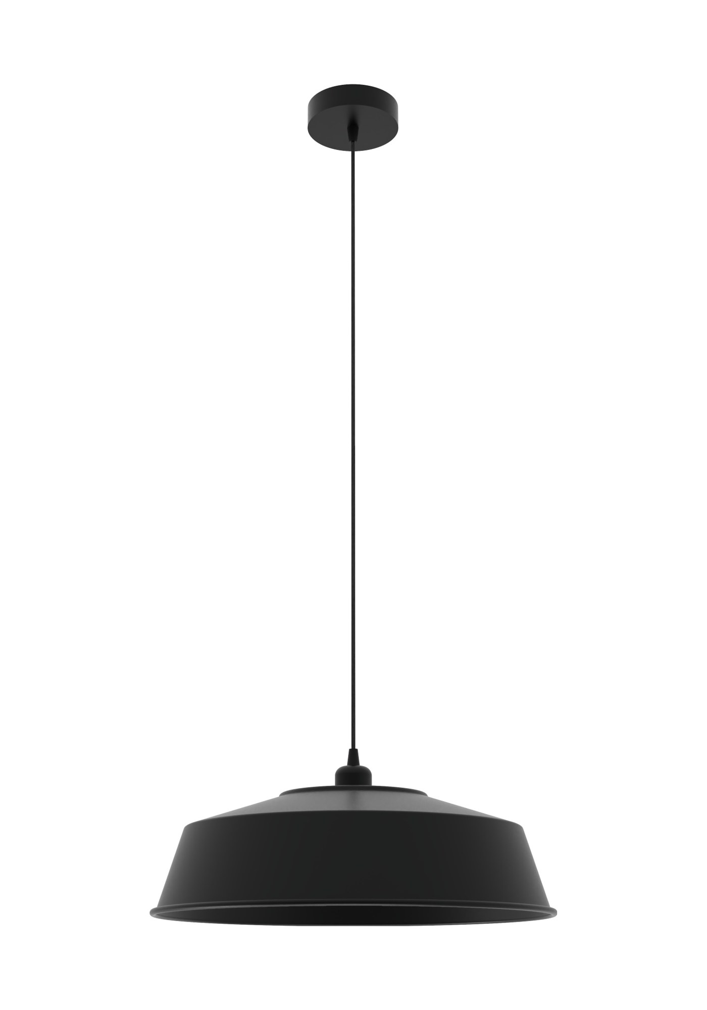 Suspension Mila en aluminium par Robin Lamps suspension Mila avec abat-jour en aluminium noir mat et câble textile noir, vue de face
