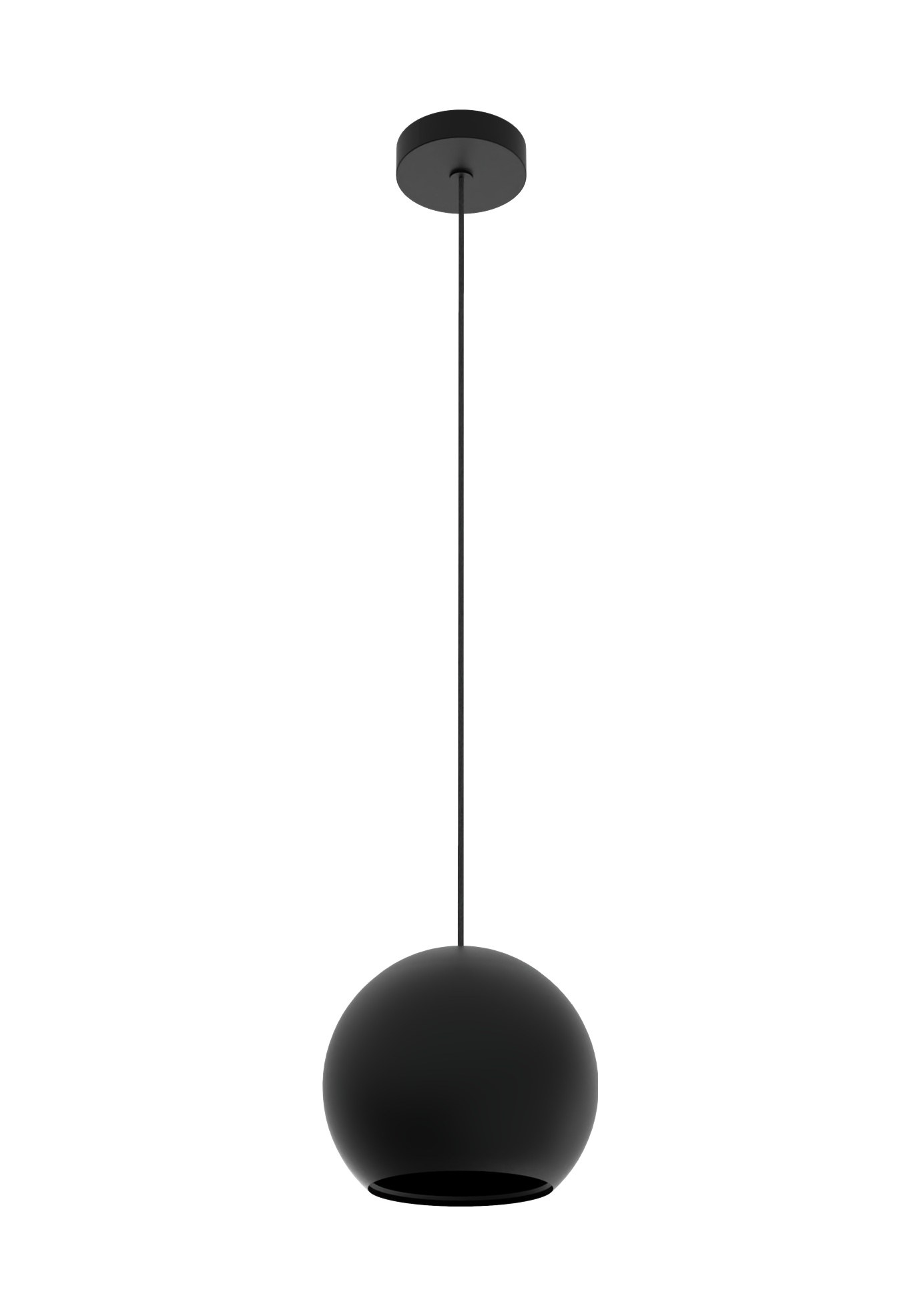 Suspension Nelly en aluminium par Robin Lamps suspension Nelly avec globe en aluminium noir mat Ø 14 cm et câble textile, vue de face