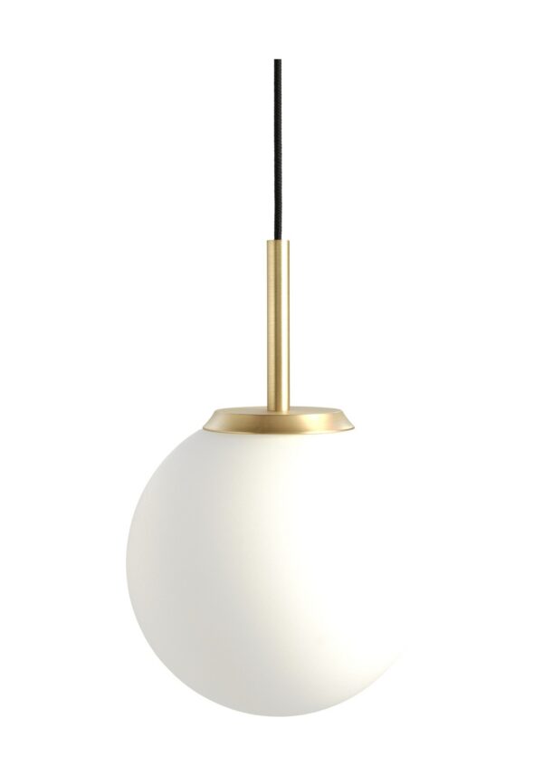 suspension Palla P135 Antidark en finition laiton, globe en verre opale de 13,5 cm
