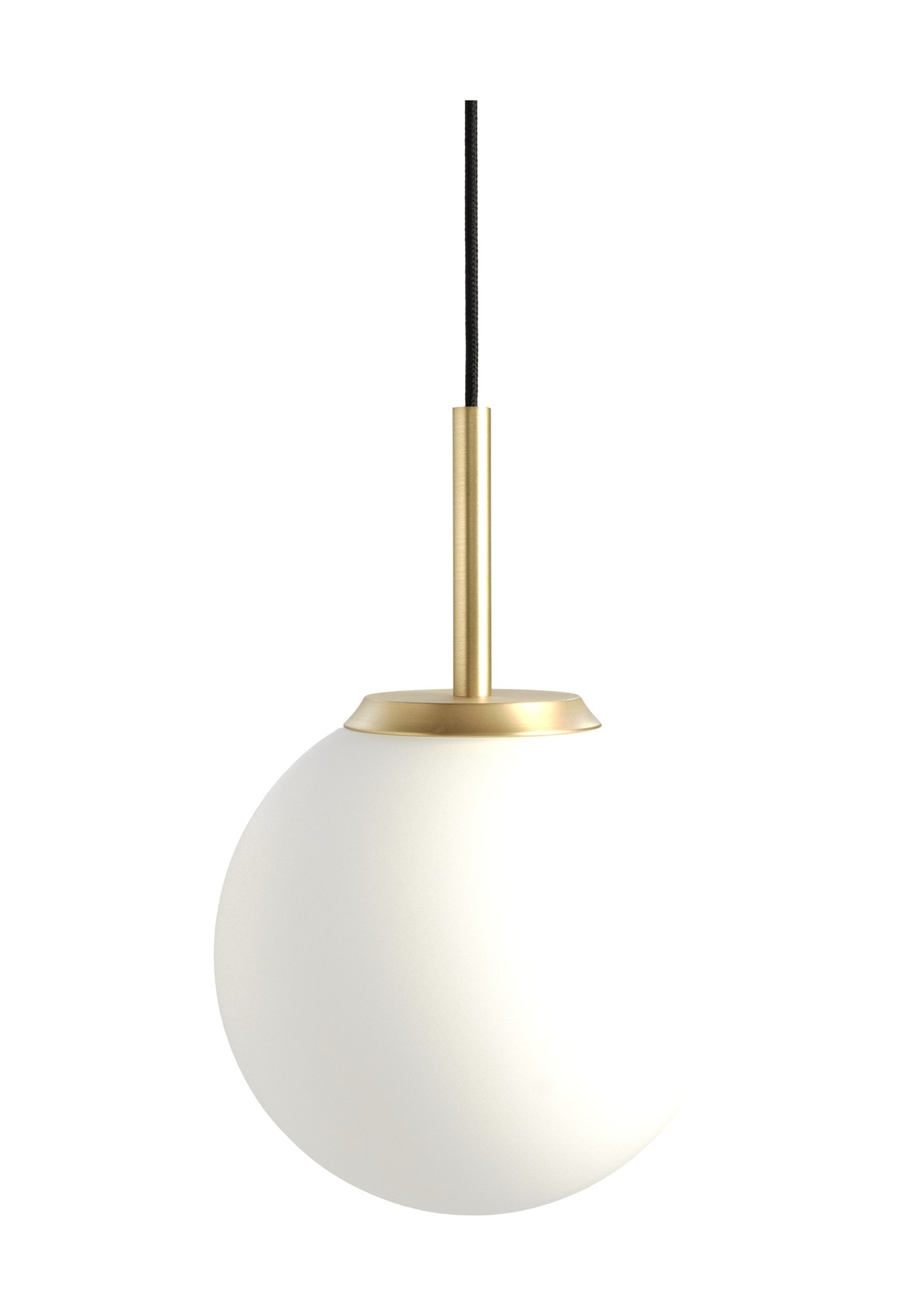 suspension Palla P135 Antidark en finition laiton, globe en verre opale de 13,5 cm