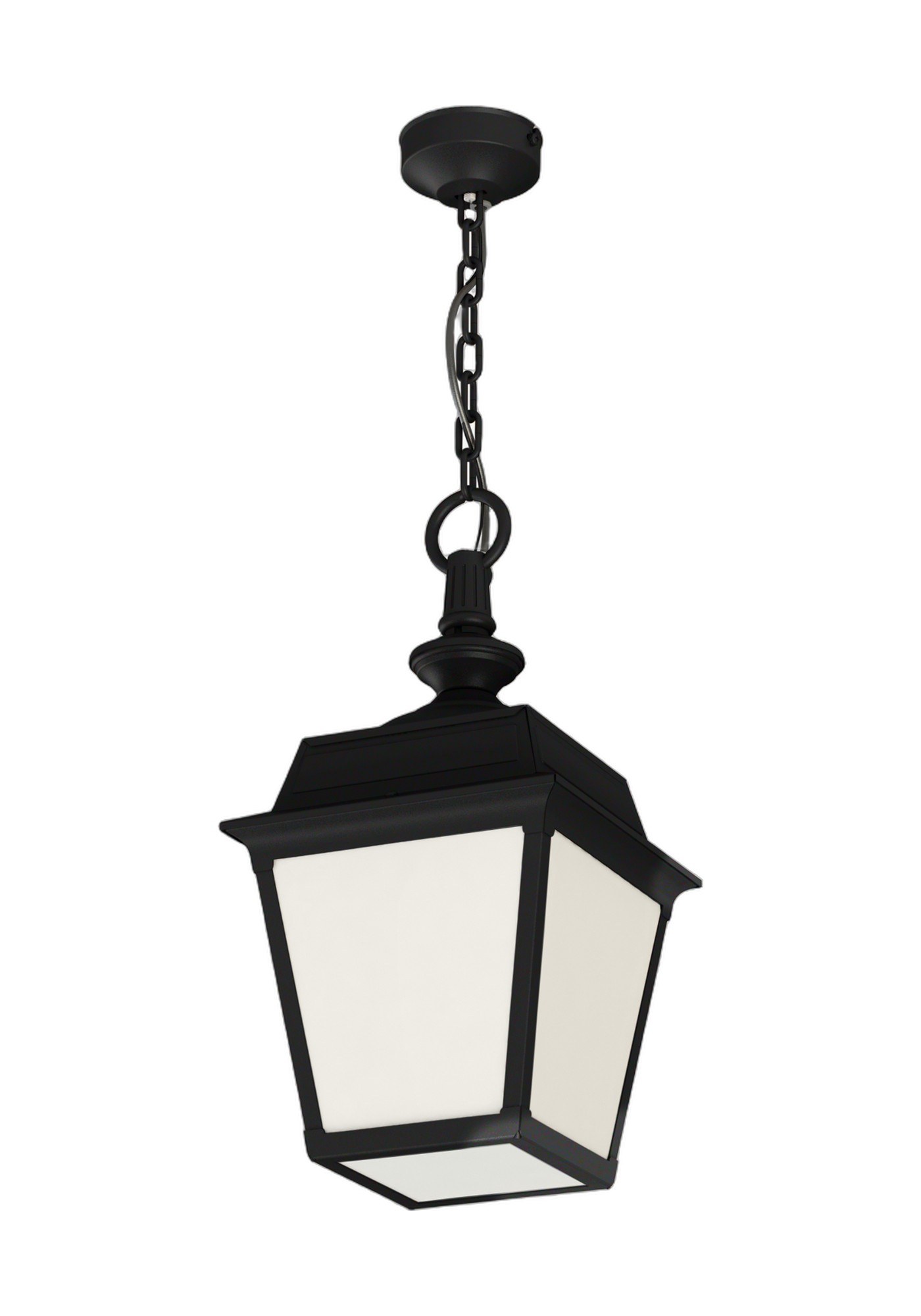 Suspension Place des Vosges Tradition par Roger Pradier suspension Place des Vosges Tradition en aluminium noir foncé avec verre opale, rendu sur fond blanc