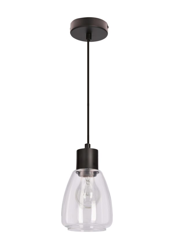 suspension poire verre transparent sur fond blanc