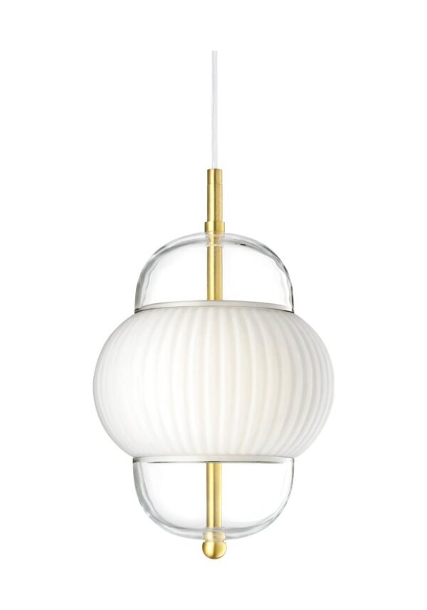 suspension Shahin Design by Us, blanc et or, vue de face sur fond blanc