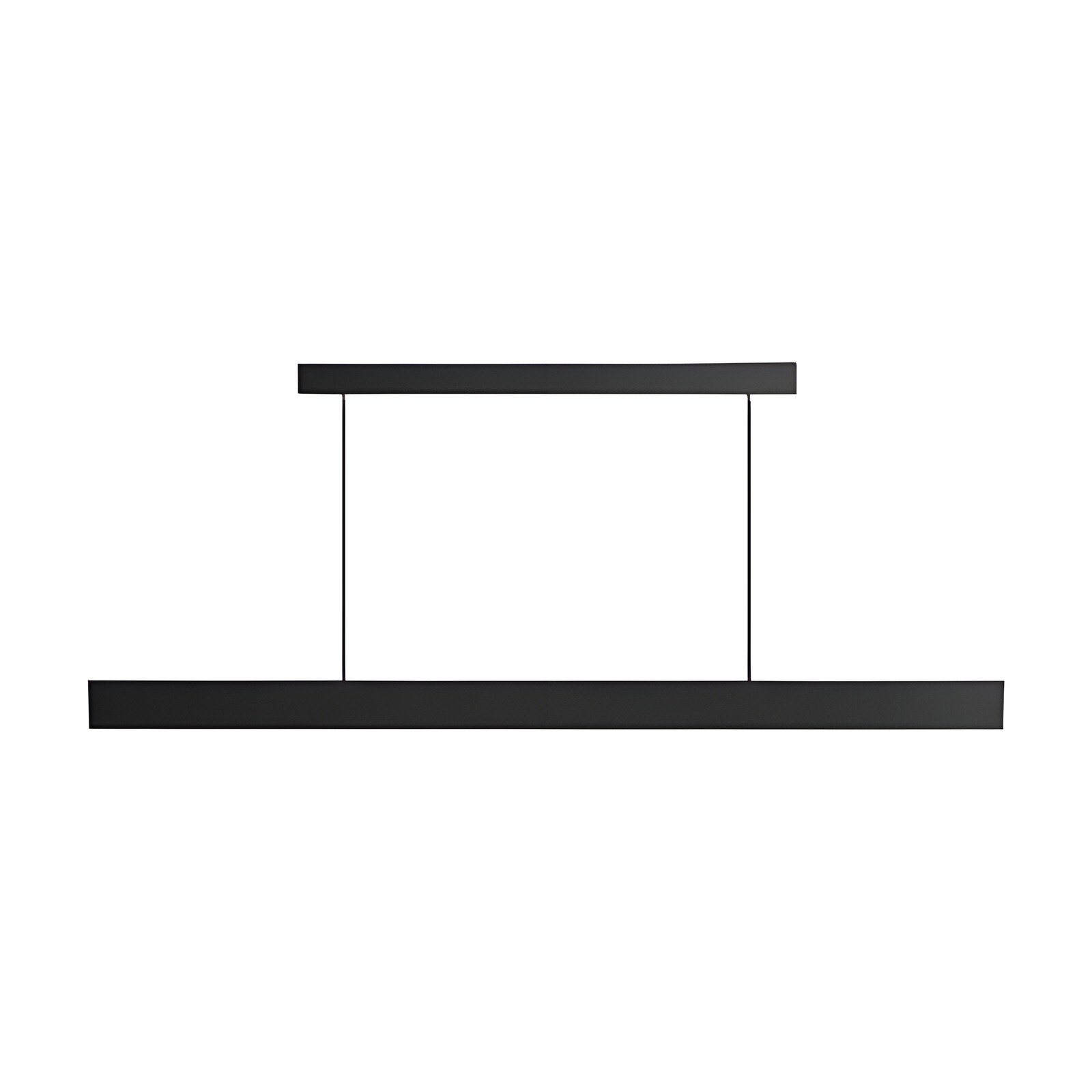 Suspension Supreme LED noire, barre d'aluminium vue de face avec rosace