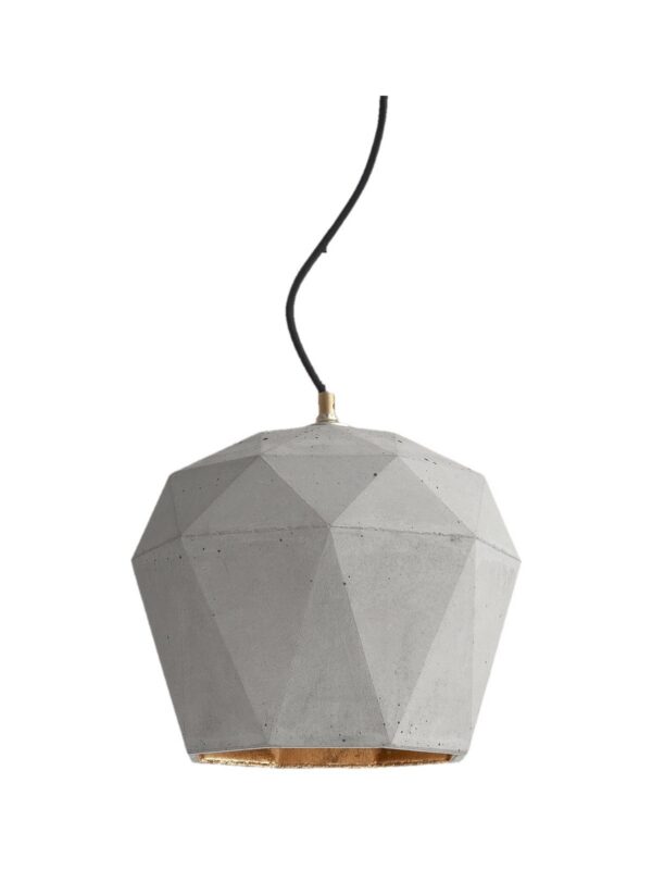 Lampe béton : luminaires en béton brut ou poli Suspension T4 béton clair avec intérieur or