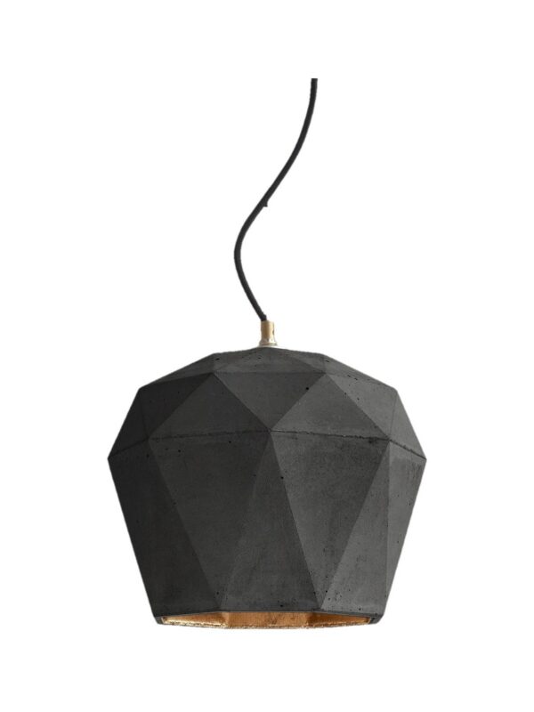 Lampe béton : luminaires en béton brut ou poli Suspension T4 béton foncé avec intérieur or