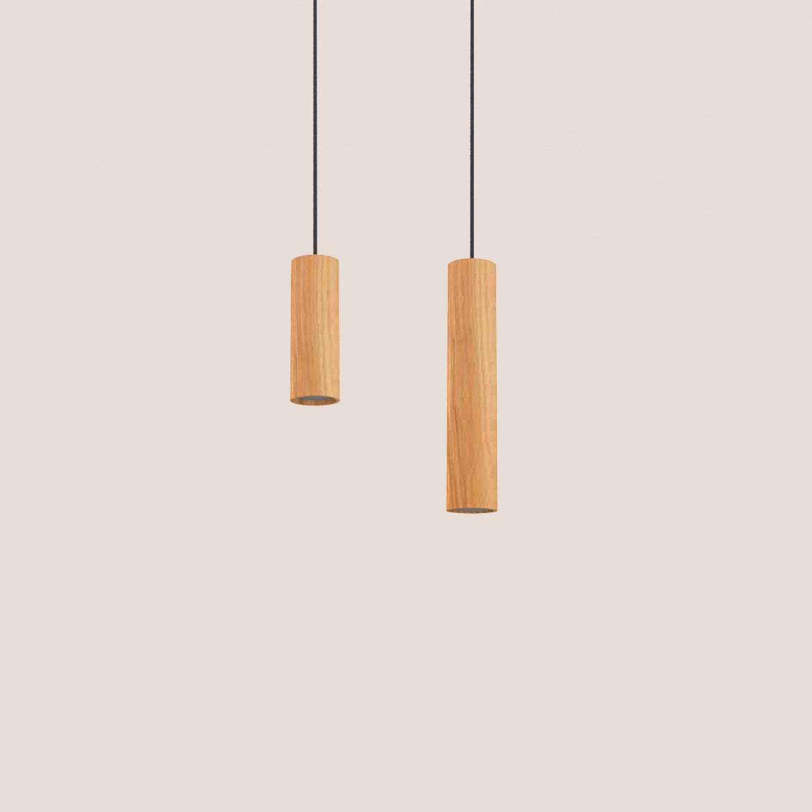 suspensions Taria tubes en bois de frêne 14 et 24 cm
