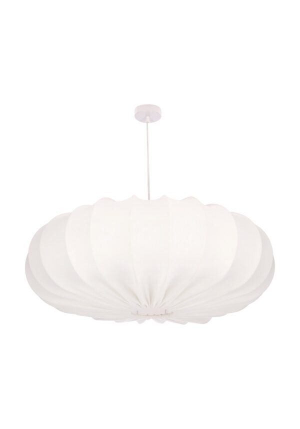 suspension tissu crème creme sur fond blanc