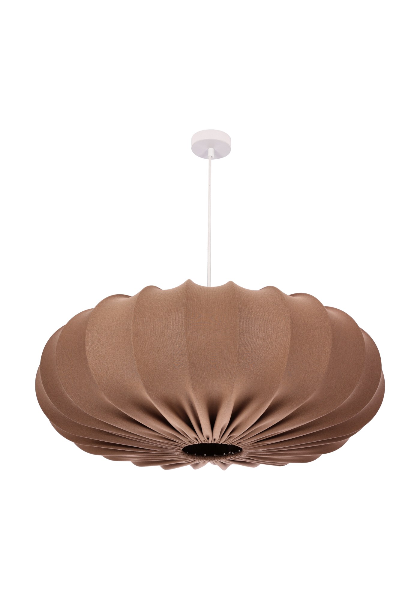 Suspension tissu japandi plissé beige ou marron, Ø 66 cm suspension tissu japandi plissé marron moka de 66 cm sur fond blanc