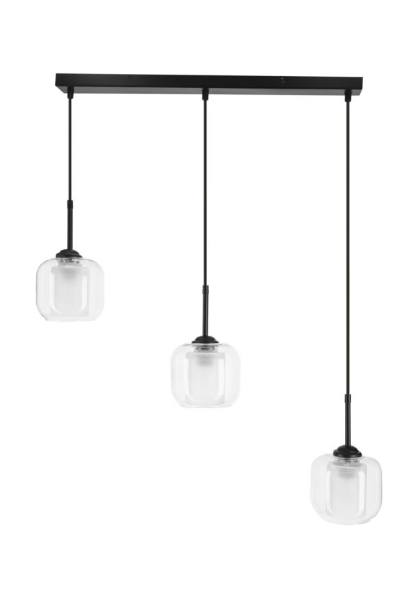 suspension trois globes verre dépoli sur fond blanc
