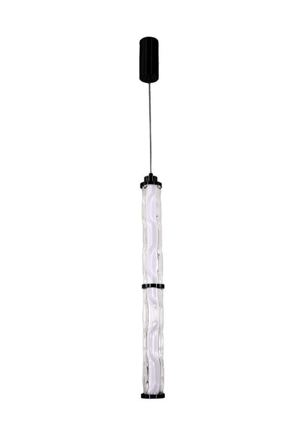 suspension tube en verre ondulé 18 W deux segments sur fond blanc