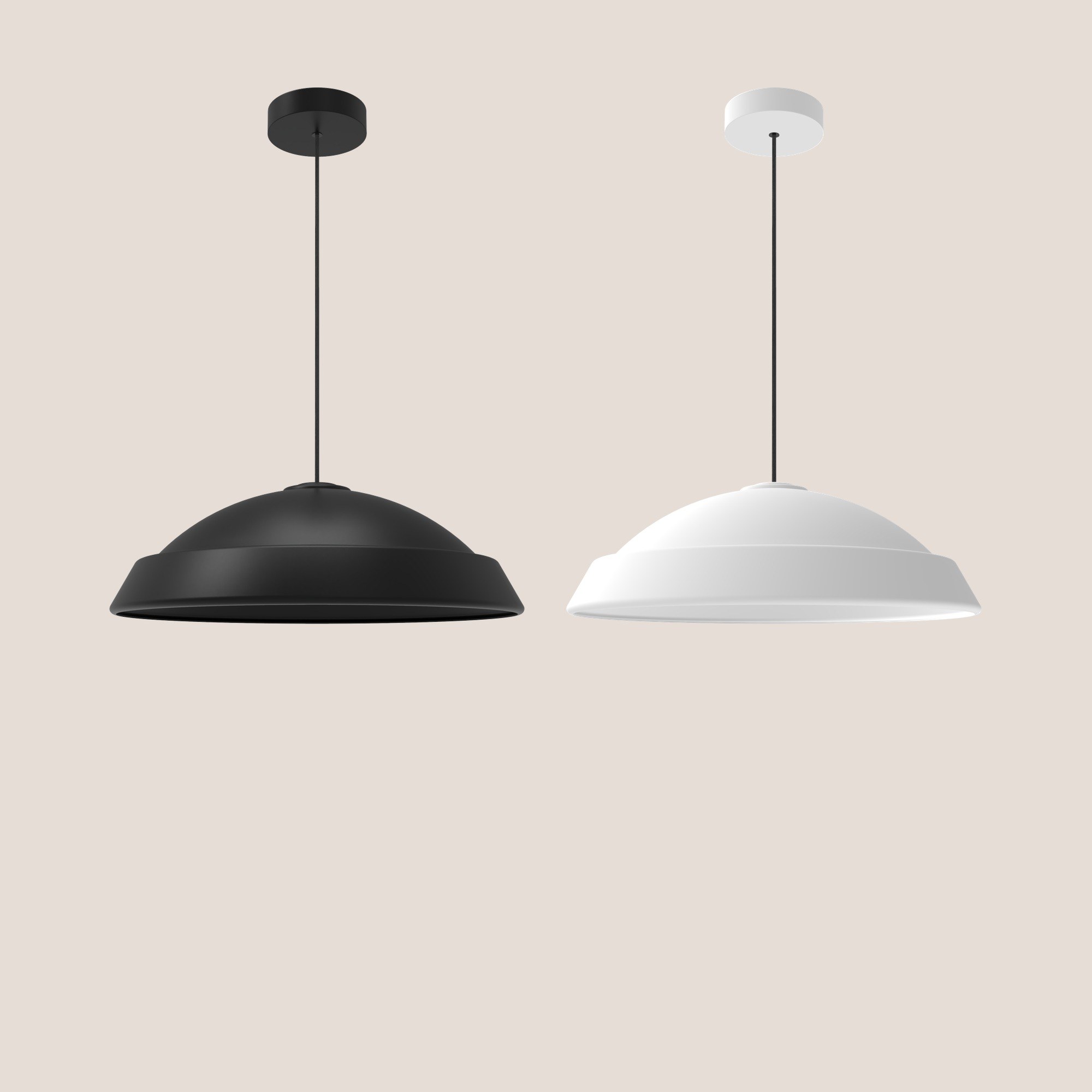 suspensions Vega abat-jour rétro noir mat et blanc mat