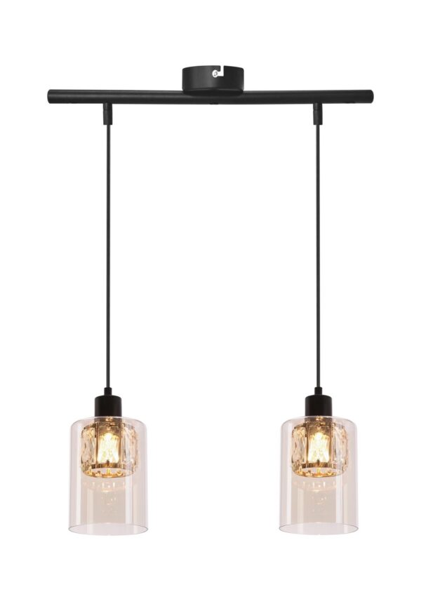 suspension verre ambré facetté deux lumieres sur fond blanc