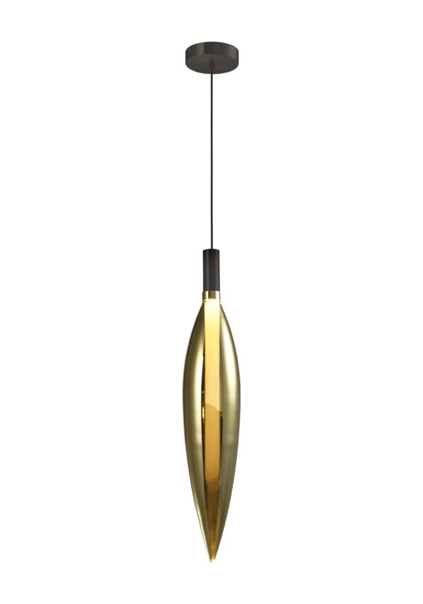 suspension verre effilé dore sur fond blanc