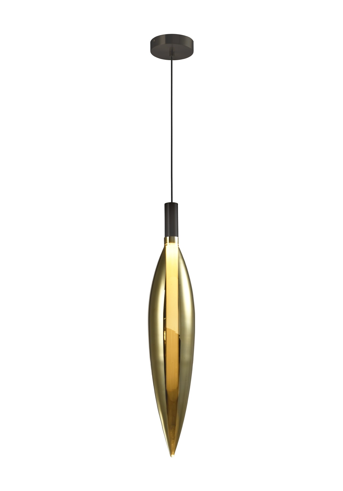 Suspension en verre effilé, doré ou transparent, G9, 170 cm suspension verre effilé dore sur fond blanc