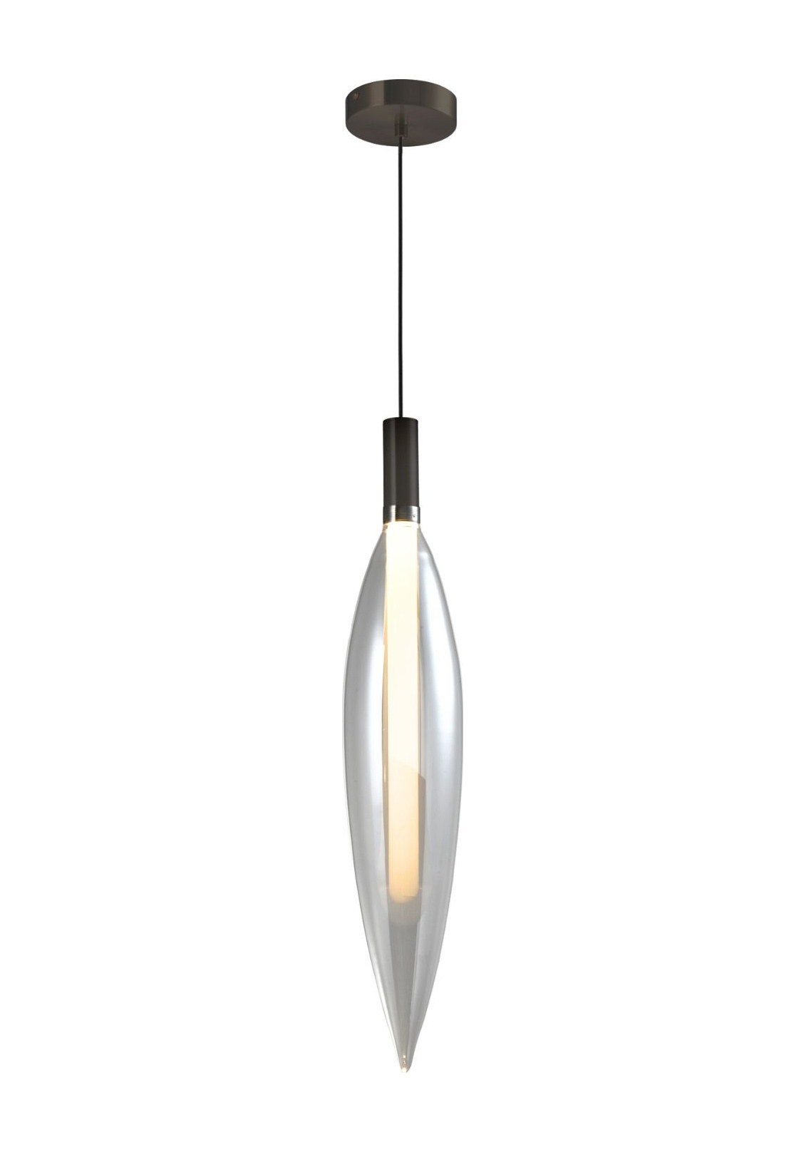 Suspension en verre effilé, doré ou transparent, G9, 170 cm suspension verre effilé transparente sur fond blanc