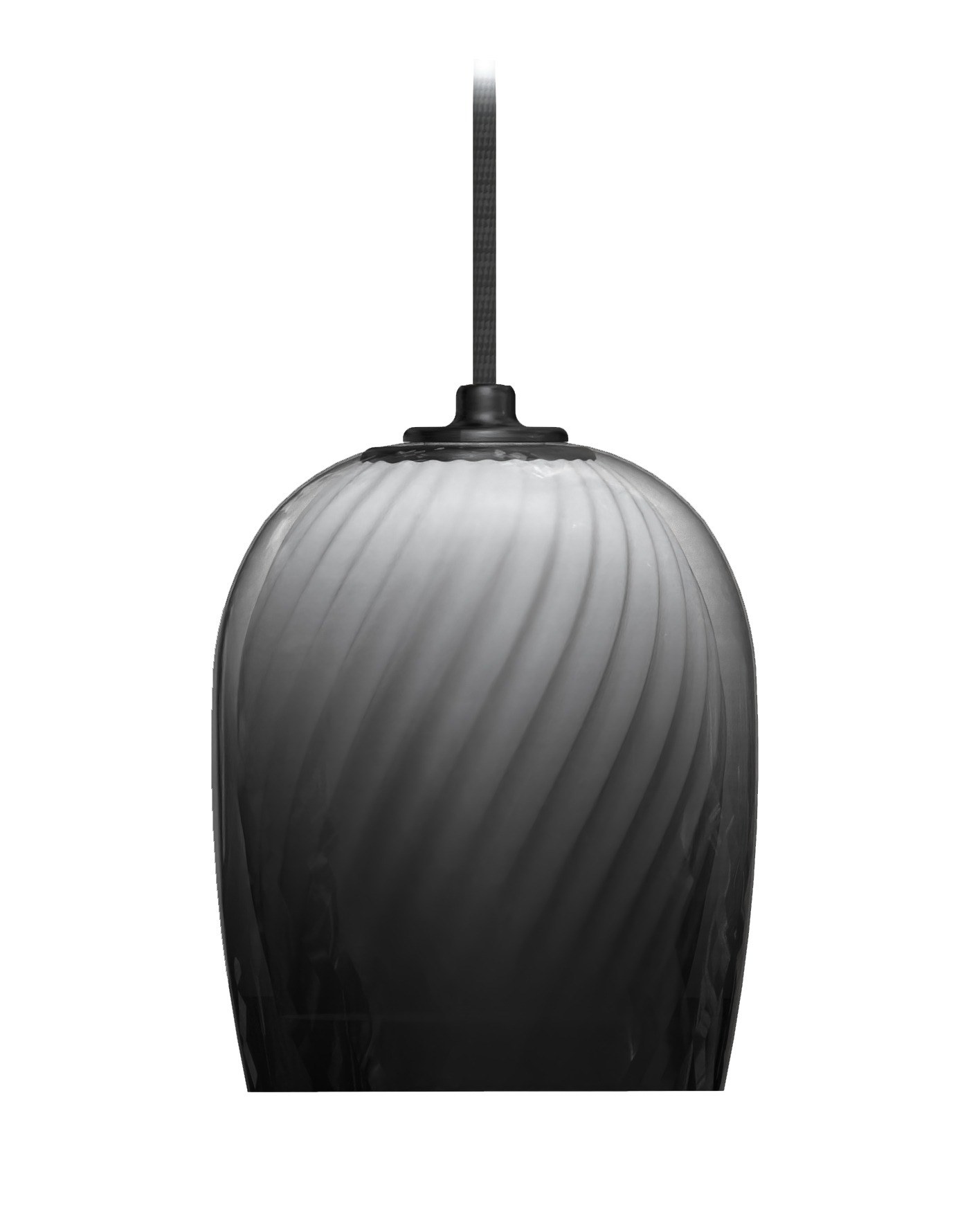 suspension verre fumé Bruma verre fumé dégradé et diffuseur en PLA recyclé blanc, fond blanc
