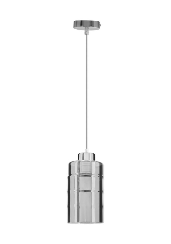 suspension verre fumé effet miroir 1 lumiere sur fond blanc