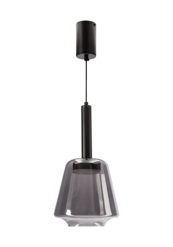 suspension verre fumé tube noir sur fond blanc