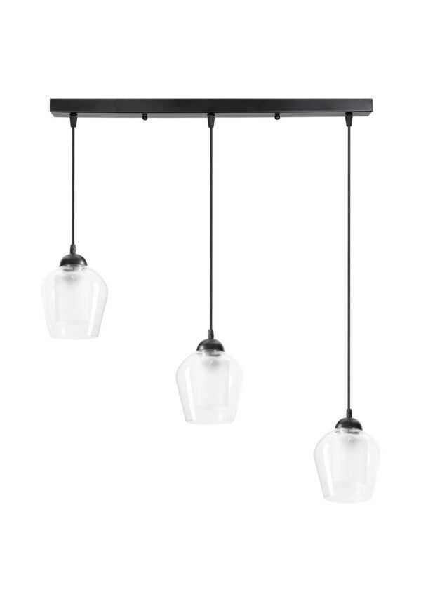 suspension verre tulipe trois verres sur barre sur fond blanc