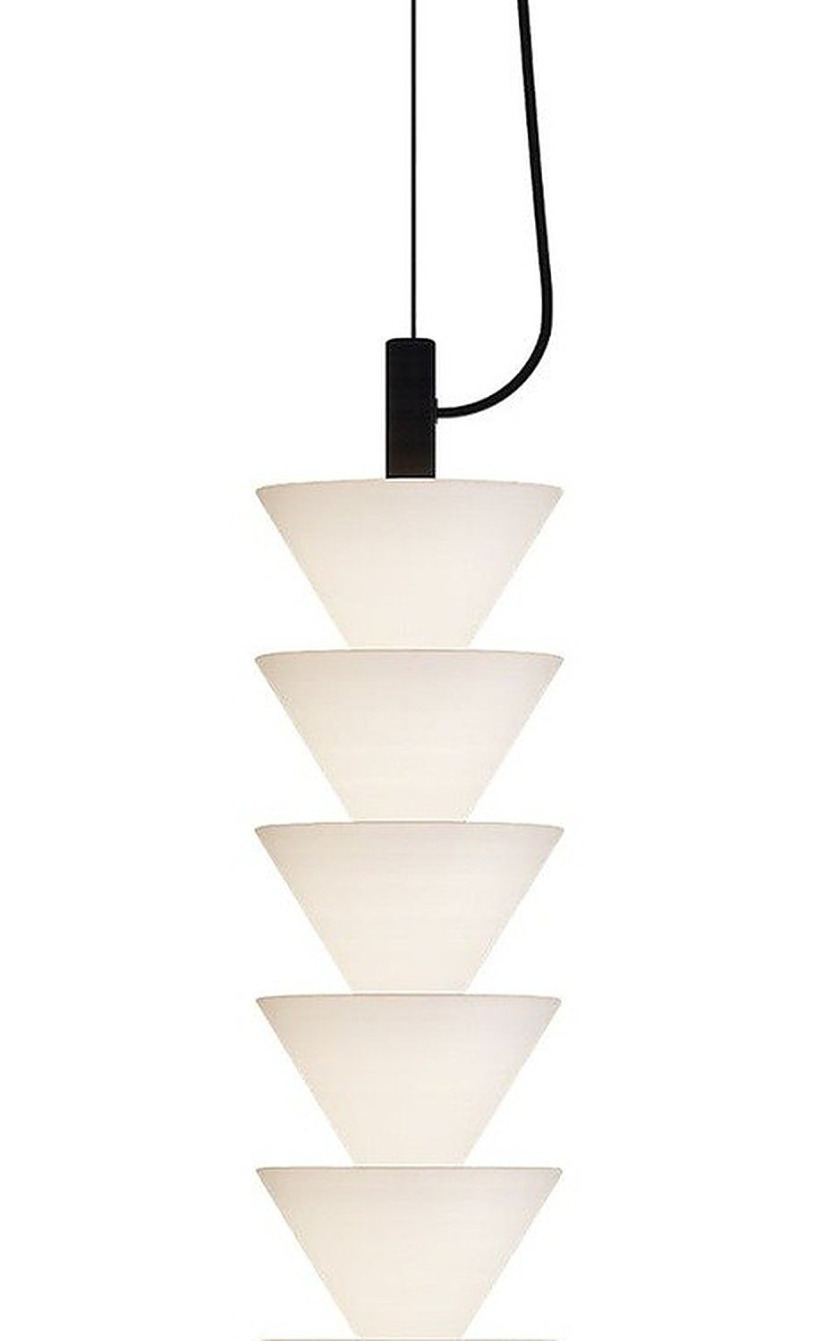 Suspension verticale Boga en verre soufflé par Robin Lamps suspension verticale Boga, détail des cônes et du câble