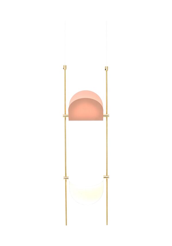 suspension verticale OliveLab, finition blanc mat et laiton, source terracotta
